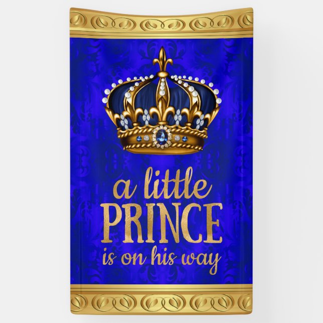 Royal Prince Crown Boy Prince Baby Shower Banner (Vertical)