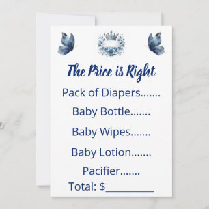 Royal Prince Price is Right Game Card
