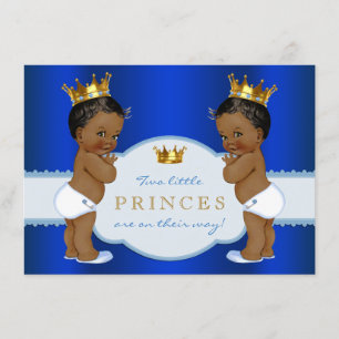 Royal Prince Twin African American Baby Shower Invitation