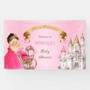 Royal Princess Baby Girl on Pillow Pink Gold Banner