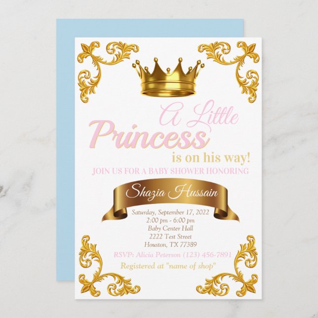 Royal Princess Baby Shower Invite (Front/Back)