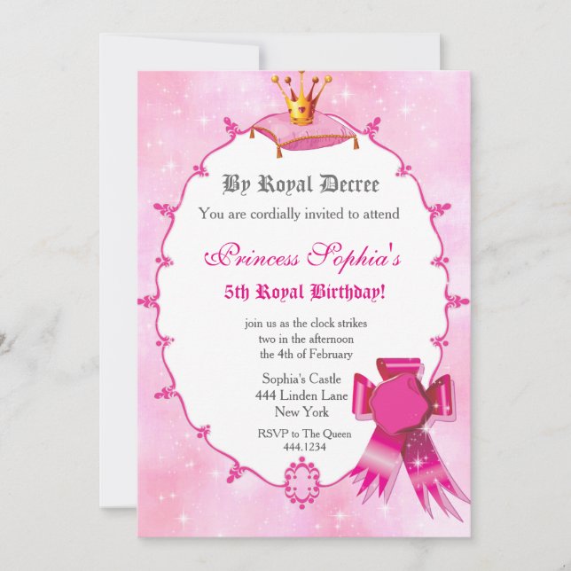 Royal Princess Birthday Party Invitation (Front)