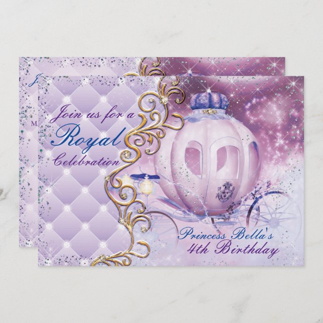 Royal Princess Birthday Party Invitations (Front/Back)