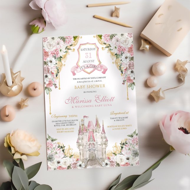 Royal Princess Blush Pink Luxury Baby Shower Invitation (Creator Uploaded)