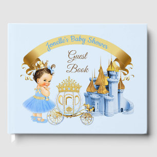 Royal Princess Castle Carriage Blue Gold Girl Guest Book