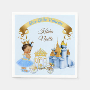 Royal Princess Castle Carriage Blue Gold Girl Napkin