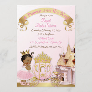 Royal Princess Castle Carriage Pink Gold Girl Invitation