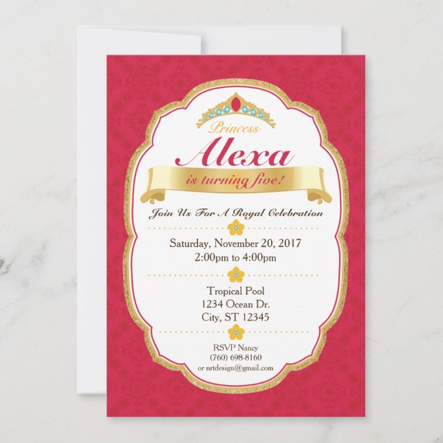 Royal Princess Celebration Party Invitation (5x7) (Front)