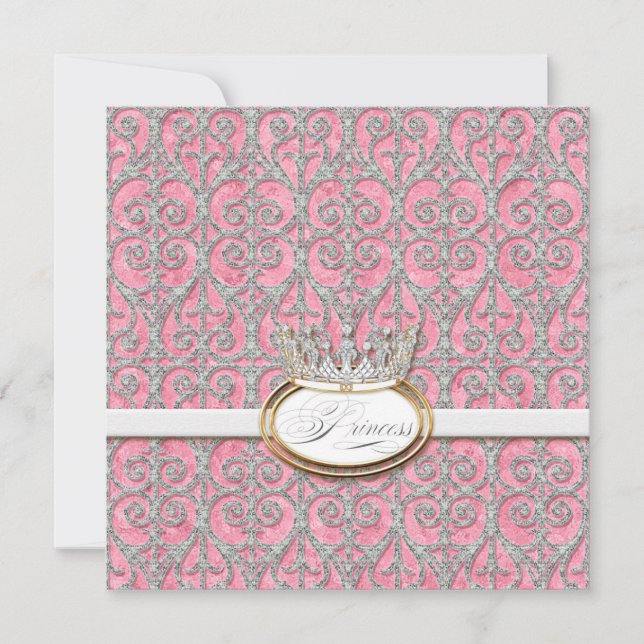 Royal Princess Crown Baby Girl Birth Announcement (Front)