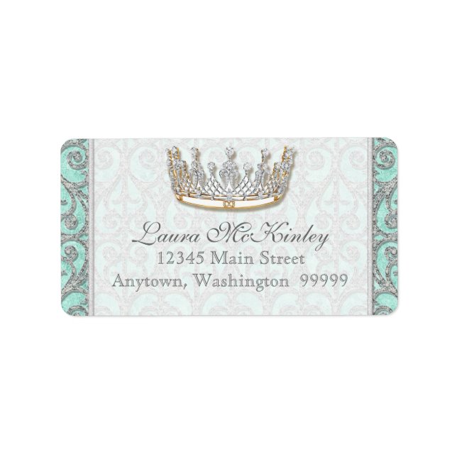 Royal Princess Crown Baby Matching Address Label (Front)