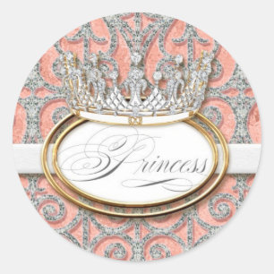 Royal Princess Crown Girl Baby Shower Sticker Seal
