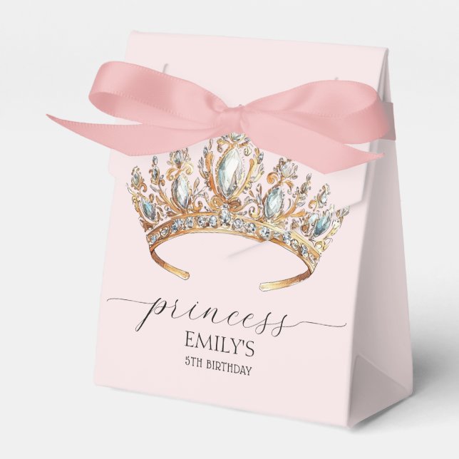 Royal Princess Crown Girl Birthday Party Favour Box (Front Side)