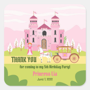 Royal Princess Girl Birthday Party Square Sticker