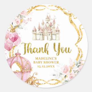 Royal Princess Pink Carriage Thank You Stickers