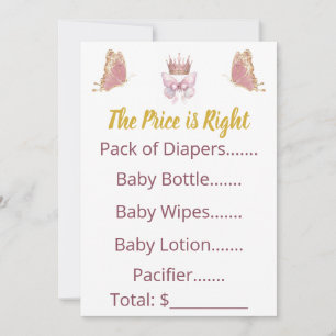 Royal Princess Pink Gold Price is Right Game Invitation