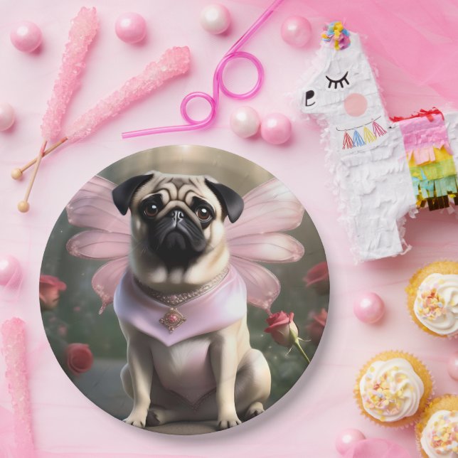 Royal Pug: The Princess Fairy of Enchanted Realms Paper Plate (Party)