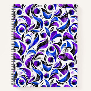 Royal Purple Abstract Swirl Pattern spiral Notebook