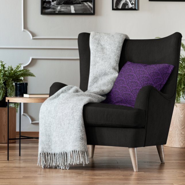 Royal Purple and Black Rose Floral Damask Cushion (Royal Purple and Black Rose Floral Damask Throw Pillow)