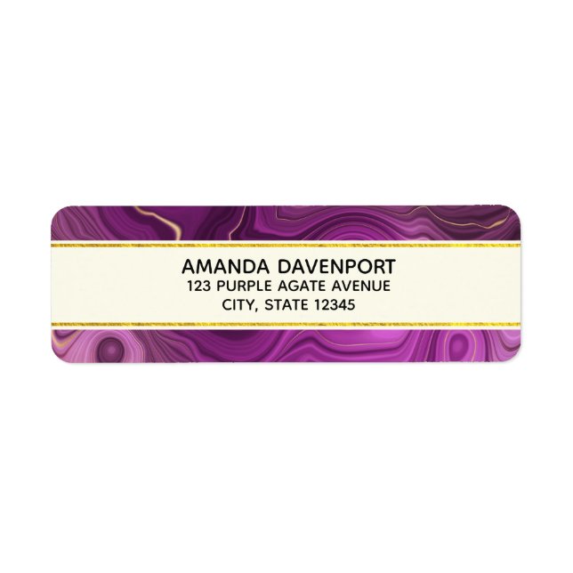 Royal Purple And Gold Agate Abstract Label (Front)