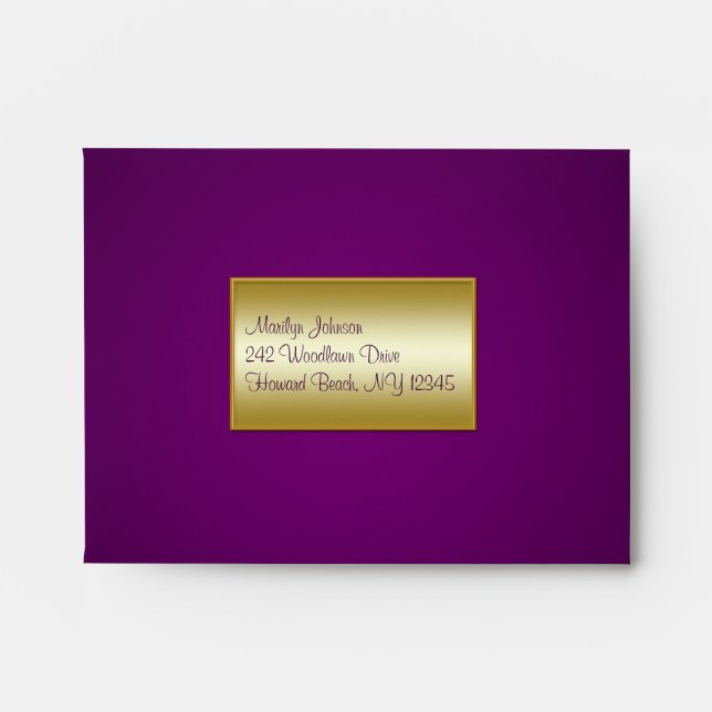 Royal Purple and Gold Envelope for RSVP Cards (Front)