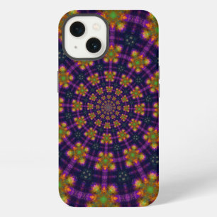 Royal Purple and Gold Kaleidoscope Pattern iPhone 13 Case