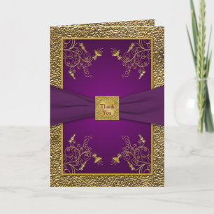Royal Purple and Gold Thank You Card