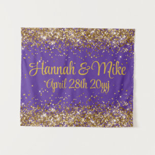 Royal Purple and Gold Wedding Photo Booth Prop Tapestry
