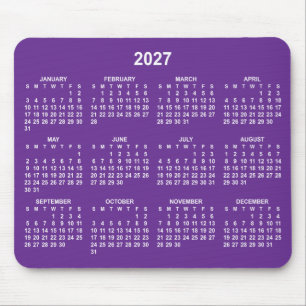 Royal Purple and White 2027 Calendar Mouse Pad