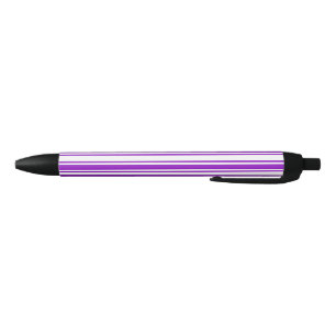 Royal purple and white candy stripes black ink pen