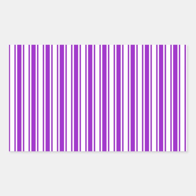 Royal purple and white candy stripes rectangular sticker (Front)