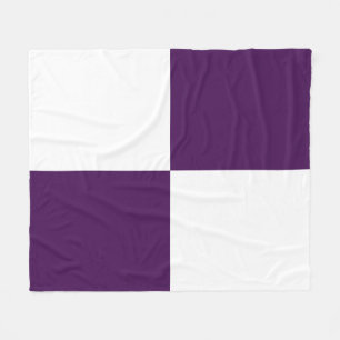 Royal Purple and White Rectangles Fleece Blanket
