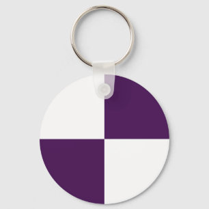Royal Purple and White Rectangles Key Ring