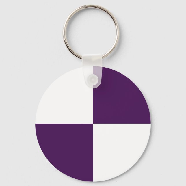 Royal Purple and White Rectangles Key Ring (Front)