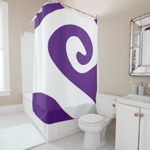 Royal Purple and White Swirl Wave Shower Curtain