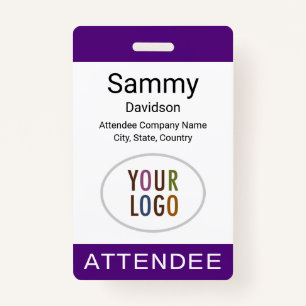 Royal Purple Attendee Badge Logo Clip Lanyard Reel ID Badge