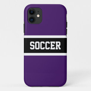 Royal Purple Black Athletic Stripes SOCCER Text Case-Mate iPhone Case