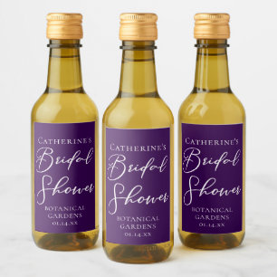 Royal Purple Bridal Shower Personalised Mini Wine Label