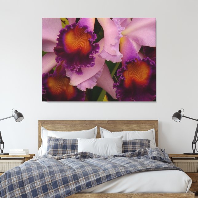Royal Purple Cattleya Orchid Canvas Print (Insitu(Bedroom))