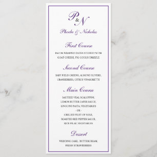 Royal Purple Classic Elegant Wedding Menu