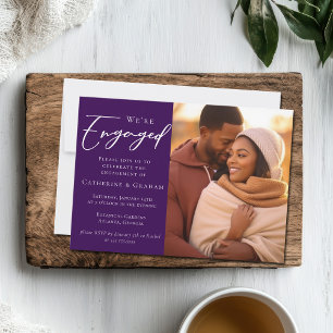 Royal Purple Couple Photo Engagement Announcement