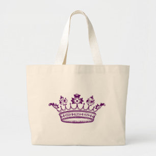 Royal Purple Crown Large Tote Bag
