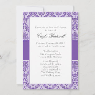 Royal Purple Damask Bridal Shower Invitation
