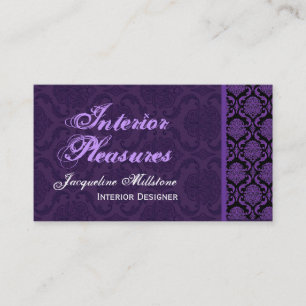 Royal Purple Damask Monogram Business Card