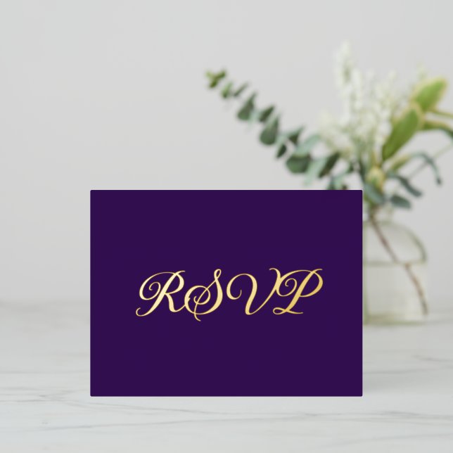 Royal Purple Elegant Co-Starring Foil RSVP Card (Standing Front)