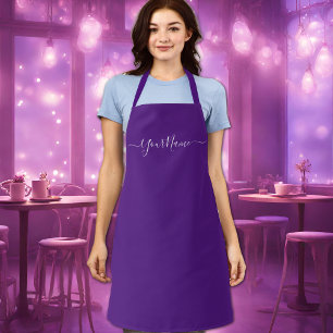 royal purple-elegant script apron