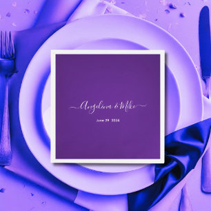 Royal purple - elegant script personalised napkin