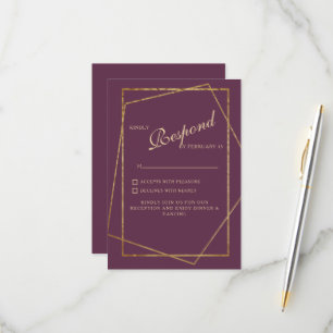 Royal Purple Ethnic Elegant Wedding RSVP Card