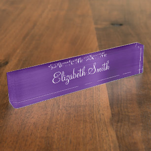 Royal Purple Faux Metallic Foil Nameplate