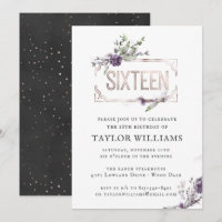 Royal Purple | Floral Ornate Foil Frame Birthday