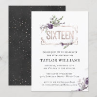 Royal Purple | Floral Ornate Foil Frame Birthday